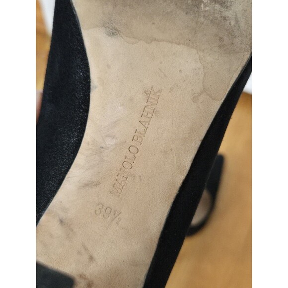 Manolo Blahnik Black Suede 8.5 Pointed Heels Winter Sarah Jessica Parker - Picture 8 of 8